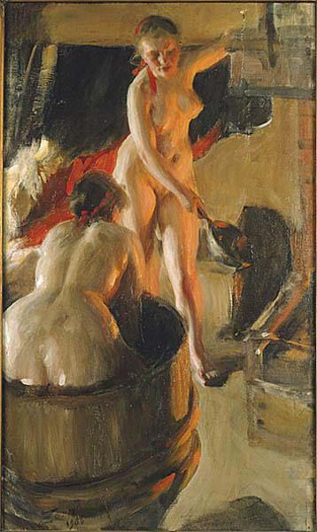 Anders Zorn Girls from Dalarna Having a Bath oil painting image
